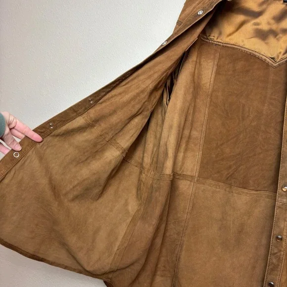 Scully Mens Brown Suede Real Leather Western Snap Front Shirt Jacket Size 2XL
